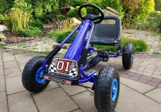 Gokart Niebieski A-15 Pompowane Koła LEAN Toys