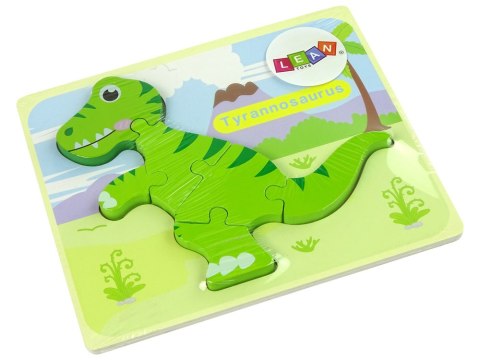 Drewniane Puzzle Dinozaur Isanosaurus Tyranosaurus Zielony LEAN TOYS