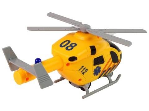 Helikopter Ratunkowy Ambulans Żółty Dźwięk Światła Śmigła LEAN Toys