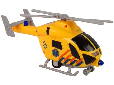 Helikopter Ratunkowy Ambulans Żółty Dźwięk Światła Śmigła LEAN Toys