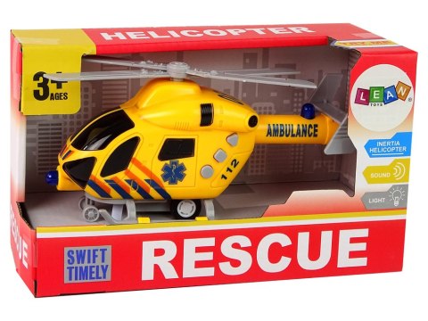 Helikopter Ratunkowy Ambulans Żółty Dźwięk Światła Śmigła LEAN Toys