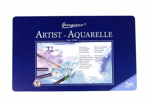 Zestaw 72 Kredek Akwarelowych Metalowy Pojemnik LEAN