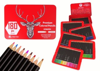 Zestaw Małego Artysty W Metalowym Pojemniku Kredki 180szt. LEAN