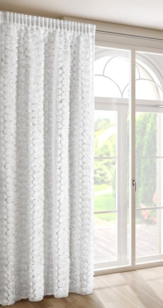 ZASŁONA GOTOWA ROSES 1 NA TAŚMIE 140 X 270 CM BIAŁY EUROFIRANY