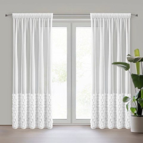 ZASŁONA GOTOWA ROSES 2 NA TAŚMIE 140 X 270 CM BIAŁY EUROFIRANY