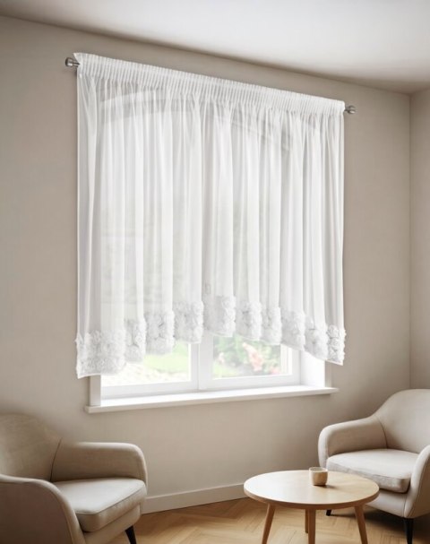 ZASŁONA GOTOWA ROSES 4 NA TAŚMIE 400 X 160 CM BIAŁY EUROFIRANY