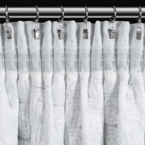 ZASŁONA GOTOWA ROSES 6 NA TAŚMIE 140 X 270 CM BIAŁY EUROFIRANY