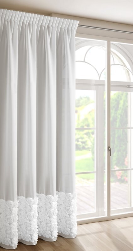 ZASŁONA GOTOWA ROSES 7 NA TAŚMIE 140 X 270 CM BIAŁY EUROFIRANY