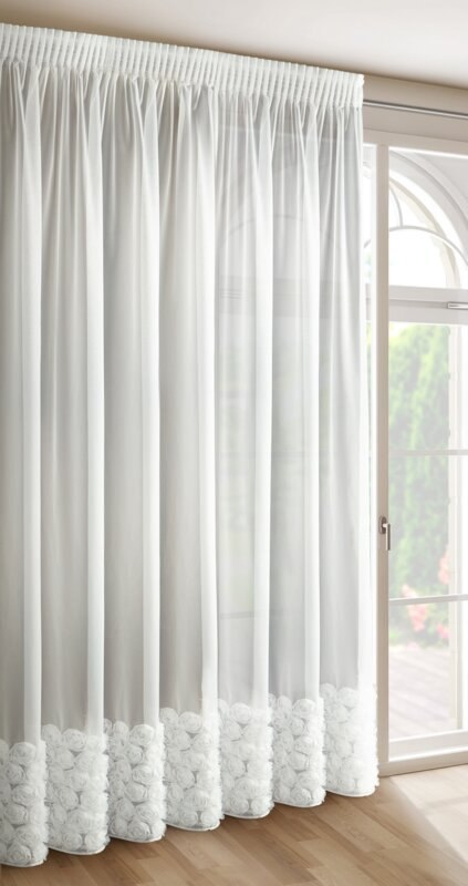 ZASŁONA GOTOWA ROSES 7 NA TAŚMIE 350 X 270 CM BIAŁY EUROFIRANY