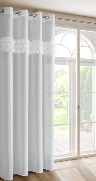 ZASŁONA GOTOWA ROSES 9 140 X 250 CM BIAŁY EUROFIRANY