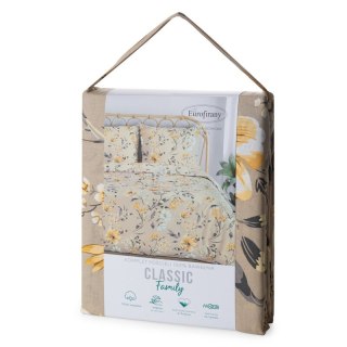 KOMPLET POŚCIELI BAWEŁNIANEJ EMY 220 X 200 CM CIEMNOBEŻOWY EUROFIRANY