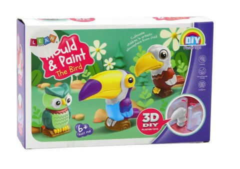Zestaw Kreatywny Artystyczny Ptaki 3D Gips Farbki LEAN Toys
