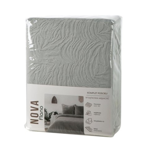 KOMPLET POŚCIELI FLANO 220 X 200 CM SREBRNY EUROFIRANY