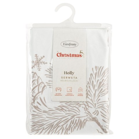 OBRUS ŚWIĄTECZNY HOLLY 85 X 85 CM BEŻOWY EUROFIRANY