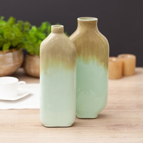 SZKLANY WAZON DEKORACYJNY BALI (01) 11 X 7 X 32 CM BEŻOWY EUROFIRANY