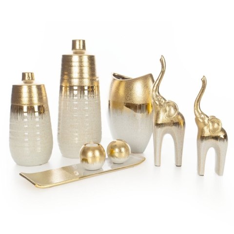 WAZON DEKORACYJNY MAX 18 X 10 X 21 CM KREMOWY EUROFIRANY