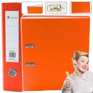 Segregator Na Dokumenty A4/75mm Mechanizm Dźwigniowy Pomarańczowy LEAN