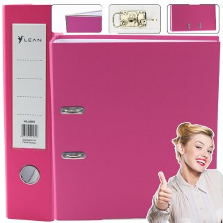 Segregator Na Dokumenty A4/75mm Okucie Mechanizm Dźwigniowy Różowy LEAN