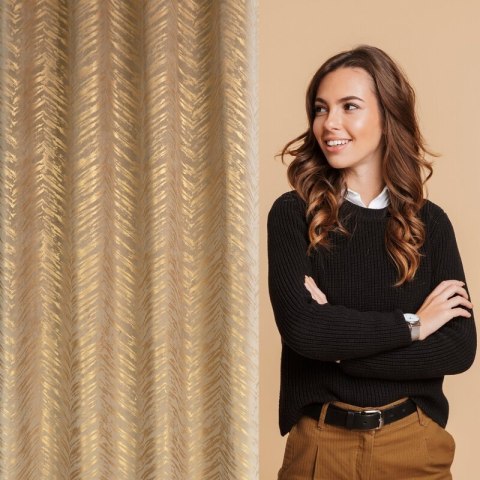 ZASŁONA GOTOWA SARA 140 X 250 CM CIEMNOBEŻOWY EUROFIRANY