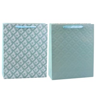 Torba Prezentowa Z Tłoczeniem Błękitna Turkusowa 32 x 26 x 10cm LEAN