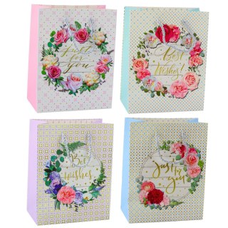 Torba Prezentowa Wzory Kwiaty Best Wishes 23 x 18 x 10,5 cm LEAN