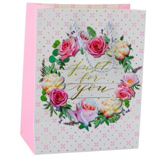 Torba Prezentowa Wzory Kwiaty Best Wishes 23 x 18 x 10,5 cm LEAN