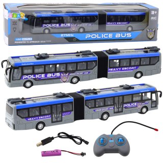 Autobus Policyjny Przegubowy Zdalnie Sterowany RC Światła Szary 1:32 LEAN Toys