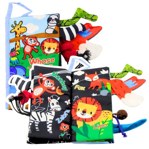 Miękka Książeczka Edukacyjna Szeleszcząca Zwierzęta Ogonki Dla Niemowląt Niebieska LEAN TOYS