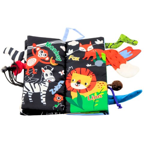 Miękka Książeczka Edukacyjna Szeleszcząca Zwierzęta Ogonki Dla Niemowląt Niebieska LEAN TOYS