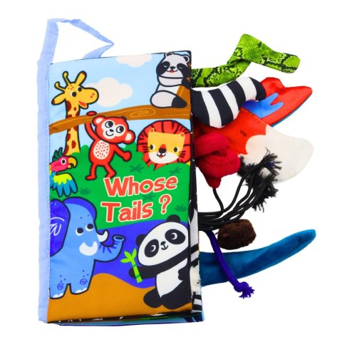 Miękka Książeczka Edukacyjna Szeleszcząca Zwierzęta Ogonki Dla Niemowląt Niebieska LEAN TOYS