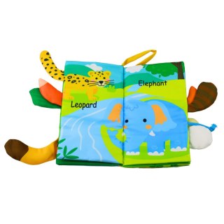 Miękka Książeczka Edukacyjna Szeleszcząca Zwierzęta Ogonki Dla Niemowląt Żółta LEAN TOYS