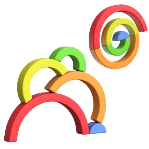 Tęczowa Układanka Dla Malucha Klocki Gumowe Kolorowe 5 szt. LEAN Toys