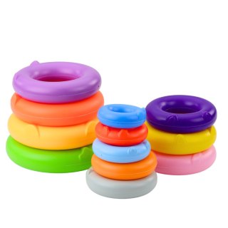 Wieża Piramidka Dinozaur Kolorowa 13 Kółek 45 x 15,5 x 15,5 cm LEAN Toys