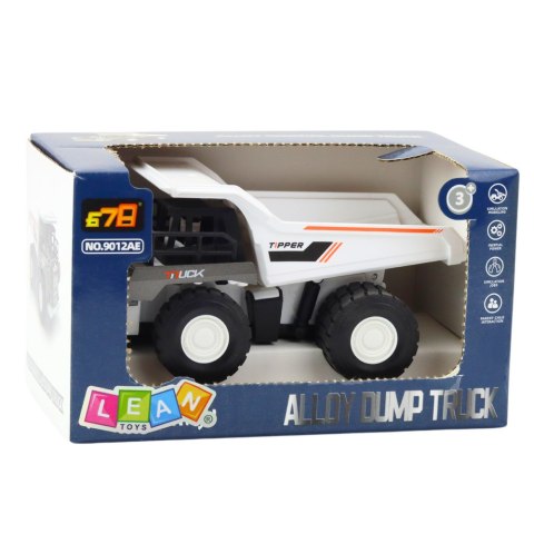 Wywrotka Ciężarówka Budowlana Metalowe Elementy Napęd Biała LEAN Toys