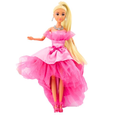 Lalka Anlily Brokatowa Suknia Balowa Różowa Ruchome Kończyny Blond Włosy LEAN Toys