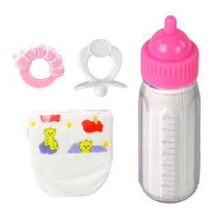 Zestaw Akcesoria Dla Lalek Smoczek Butelka Pielucha Grzechotka LEAN Toys