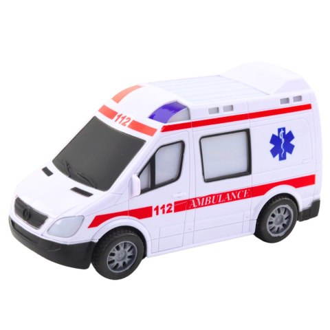 Karetka Ambulans Na Baterie Światła Dźwięki Biały LEAN Toys