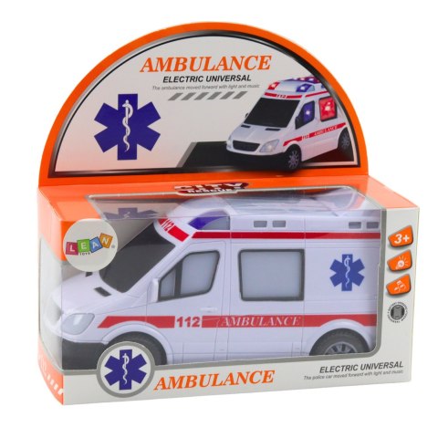 Karetka Ambulans Na Baterie Światła Dźwięki Biały LEAN Toys