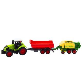Zestaw Traktor Rolniczy Przyczepa Prasa Maszyna Rolnicza LEAN Toys