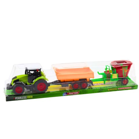Zestaw Traktor Rolniczy Przyczepa Wywrotka Wóz Paszowy LEAN Toys