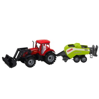 Zestaw Traktor Z Ładowaczem i Prasą Rolniczą Czerwony LEAN Toys