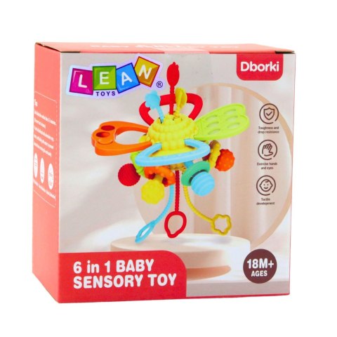 Zabawka Sensoryczna 6w1 Gryzak Sznurki Do Przeciągania Pop-It Kolorowa LEAN Toys