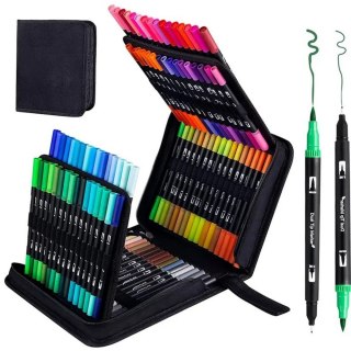 Zestaw Kolorowych Pisaków Dwustronnych Wodoodporne 120 Elementów LEAN