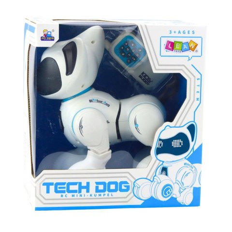 Piesek Interaktywny Robot Pies Pilot Światło Dźwięk Biały Niebieski LEAN Toys