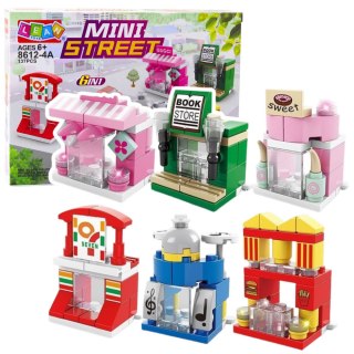 Klocki Konstrukcyjne Mini Street 6w1 Miasteczko Sklepy Budynki 137 el. LEAN Toys