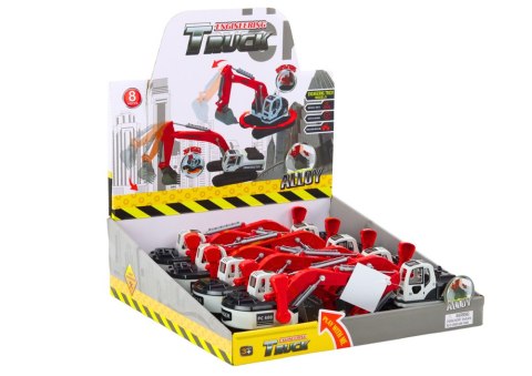 Koparka Gąsienicowa Biało-Czerwona Metalowa Łyżka LEAN Toys Koparka Gąsienicowa Biało-Czerwona Metalowa Łyżka LEAN Toys