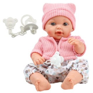 Lalka Bobas Niemowlę Czapka Sweterek Smoczek Dźwięki LEAN Toys
