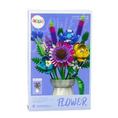 Klocki Konstrukcyjne Bukiet Kwiaty W Białym Wazonie 543 el. LEAN Toys